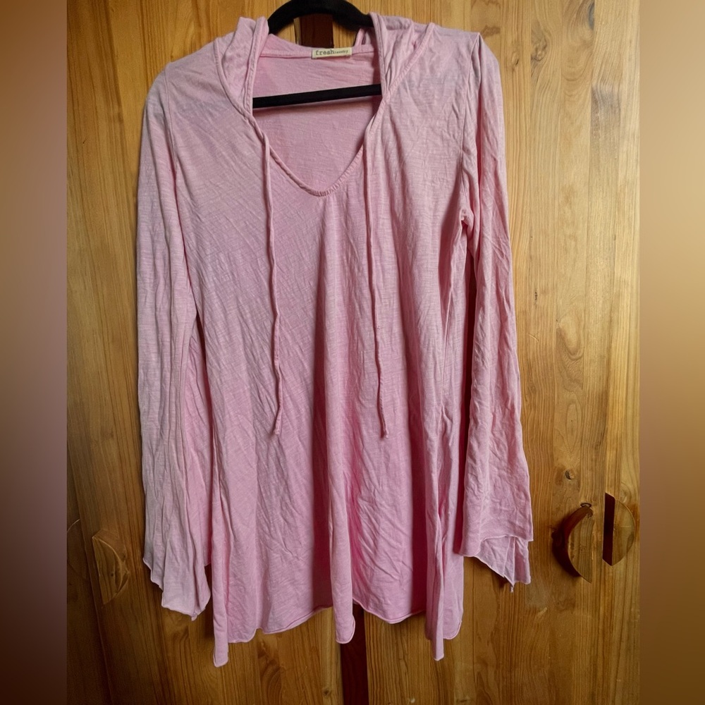 FRESH LAUNDRY Pink Slub Coverup Dress Raw Hems Cotton Blend Tunic Tee NWOT S
